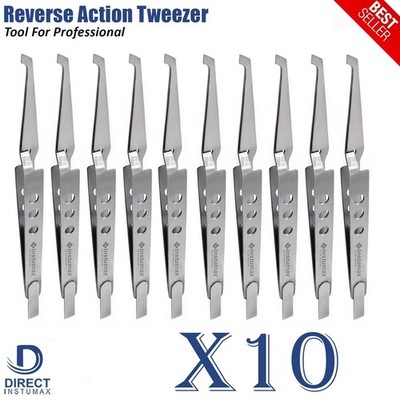 Dental Direct Bracket Holder Orthodontic Self Close Reverse Action Tweezer 10PC