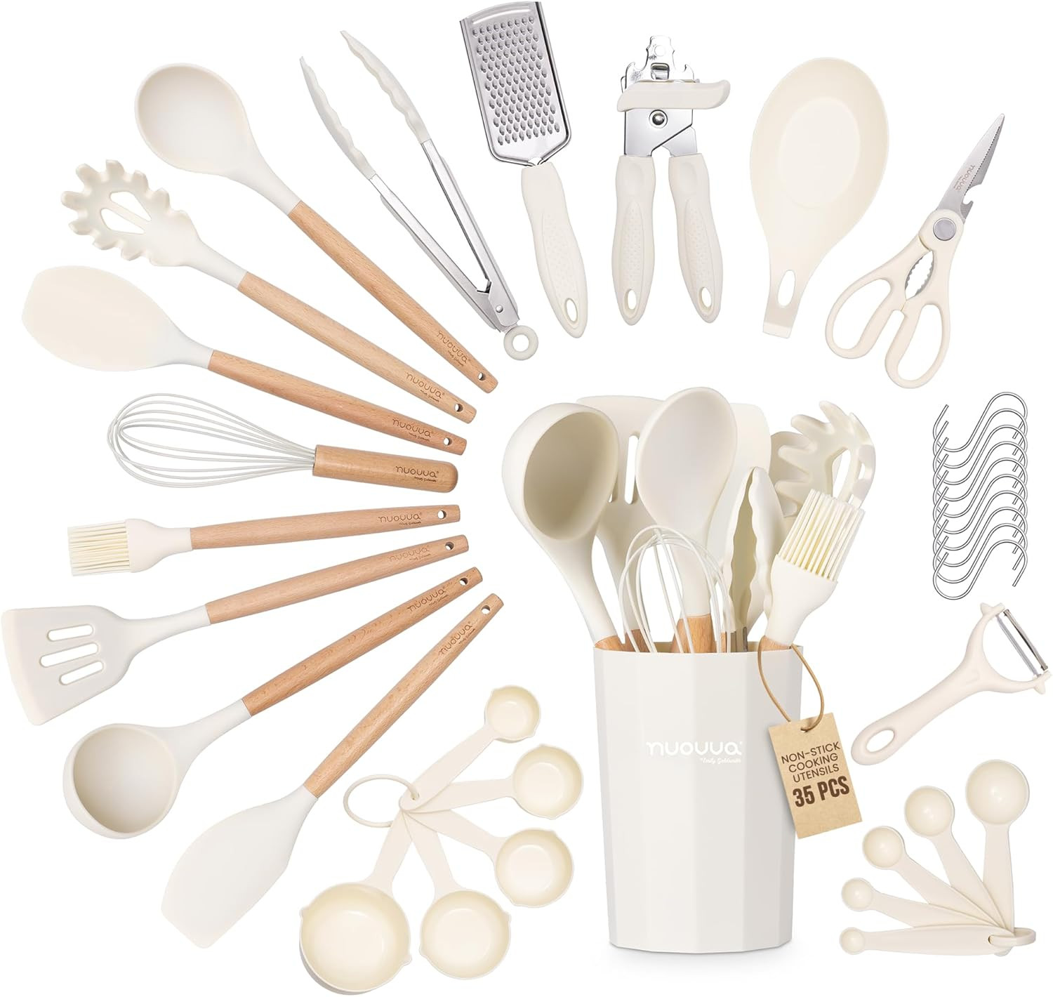 Set Utensili Cucina Silicone e Legno: 12 Pezzi Antiaderenti Professionali