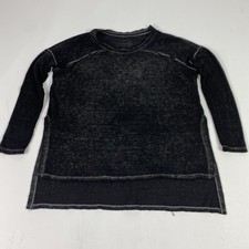 We The Free Tunic Sweater Womens XS Black Long Sleeve Raw Hem Exposed Seams