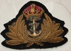 WW2 BRITISH ROYAL NAVY OFFICERS NAVAL BULLION CAP BADGE MILITARY WORLD WAR II