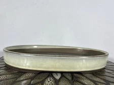 Preowned Japanese Tokoname Shallow Oval Bonsai Pot with Patina - 12.75” By 9.25”