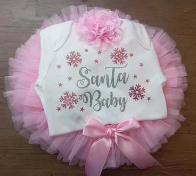 LITTLE BIRTHDAYS Santa Baby Weihnachten Winter Wunderland Party Kleid Outfit Cake Smash Tutu Knick