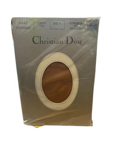 Collant vintage Christian Dior marron tendre taille 3 sandale ultra transparente pied 4443