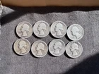 Lot of 8  1935 d, 37 s, 38 s, 39 s Washington Silver Quarter Quarters 90% SILVER