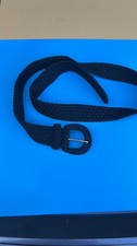 Vintage Black Woven Cinch Belt with Fabric Covered Buckle
