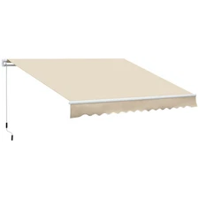 Outsunny 12x8 Manual Crank Retractable Patio Awning, Cream