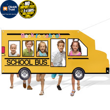 Chunful School Bus Photo Prop Backdrop 70.87 x 32.28 inches, Main in Yellow