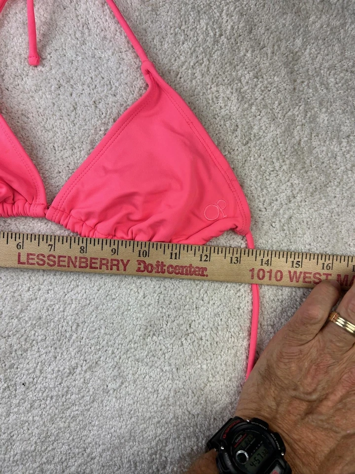 Top de baño de bikini OP para mujer medio triángulo halter ajustable traje de baño de playa Foto 3 de 4