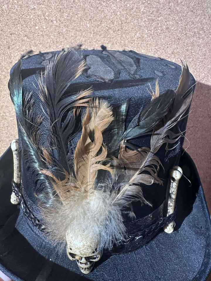 Black Adult Unisex Voodoo Costume Top Hat SpiritDress Gothic Halloween Accessory - Image 3 of 4