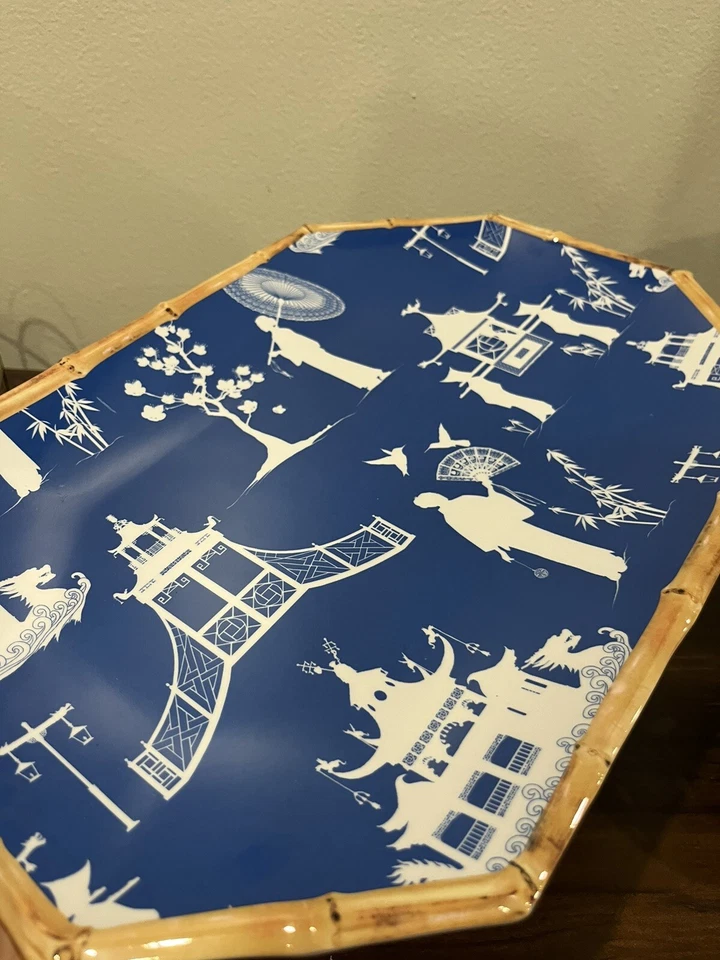 Kim Seybert Juego de Melamina Chinoiserie Blanco y Cobalto - Platos 13 Piezas + Bandeja Foto 4 de 4