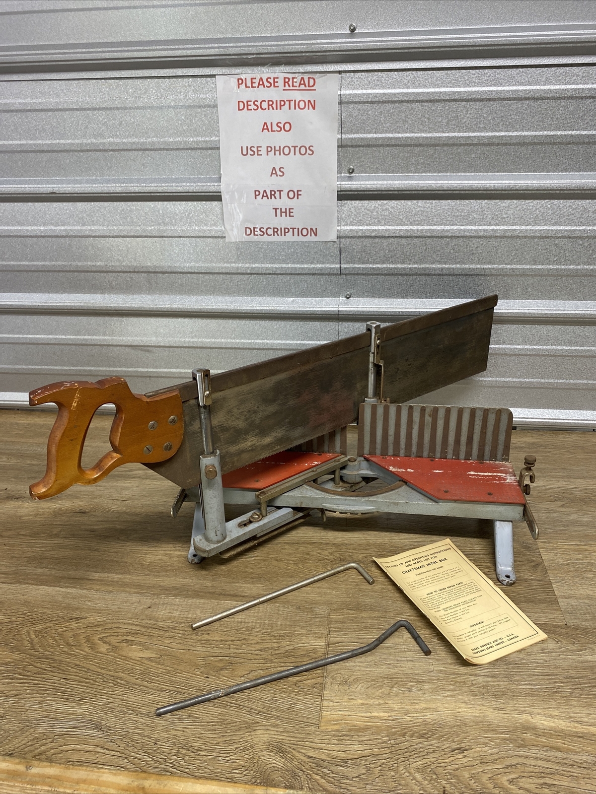 VINTAGE CRAFTSMAN MITER BOX WITH 26" SAW No. 107.36500 WOODWORKING ...
