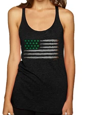 Weed US Flag Weed Tri-Blend Racerback Tank Top