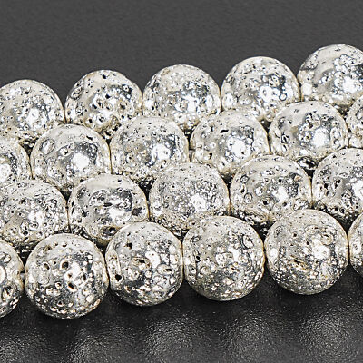 8MM Natural Stone Sliver Volcanic Lava Beads Grade A Round Loose Beads