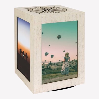 Holzwürfel drehbar mit personalisierten Fotos Geschenk Deko Haus Rahmen