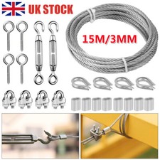 Turnbuckle Wire Tensioner Strainer Kit Garden 15m Stainless Steel Wire Rope Kit