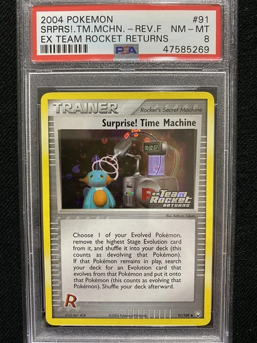Pokemon EX Team Rocket Returns Surprise! Time Machine Reverse Foil 91/109 PSA 8