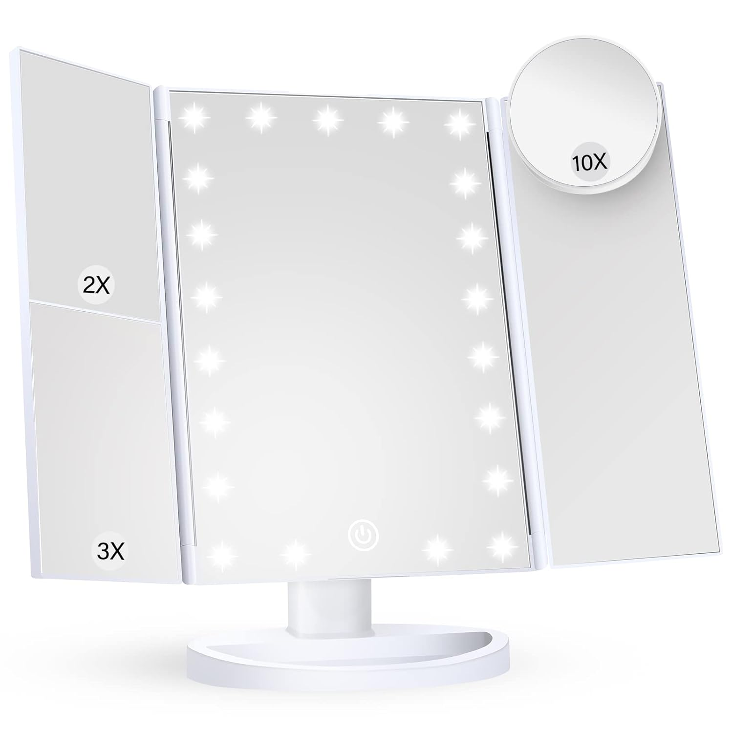 Lighted Vanity Mirror with 2X 3X 10X Magnification & LED Lights for Perfect Makeup-image