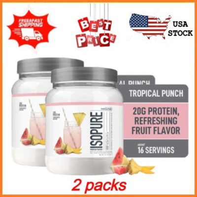 (2 packs) Isopure Infusions 100% Whey Protein Isolate Tropical Punch 32 Servings