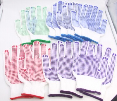 7 Pairs Firm Nonslip Dot Grip Work Gloves Durable String Knit Cotton/Nylon 44gm