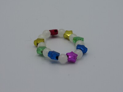 Kandi bead bracelet glow in the dark, rainbow star beads pc