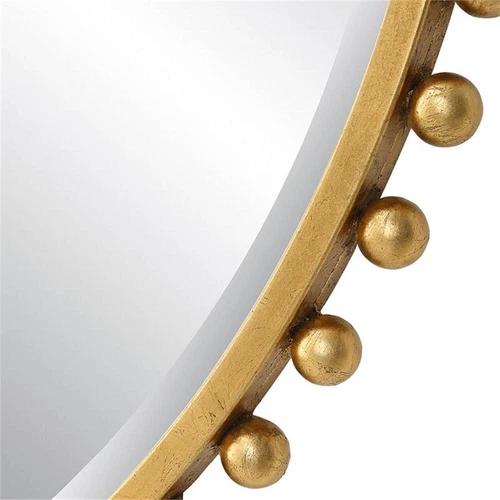 Uttermost Taza Round Contemporary MDF and Iron Mirror in Gold - Picture 5 of 8