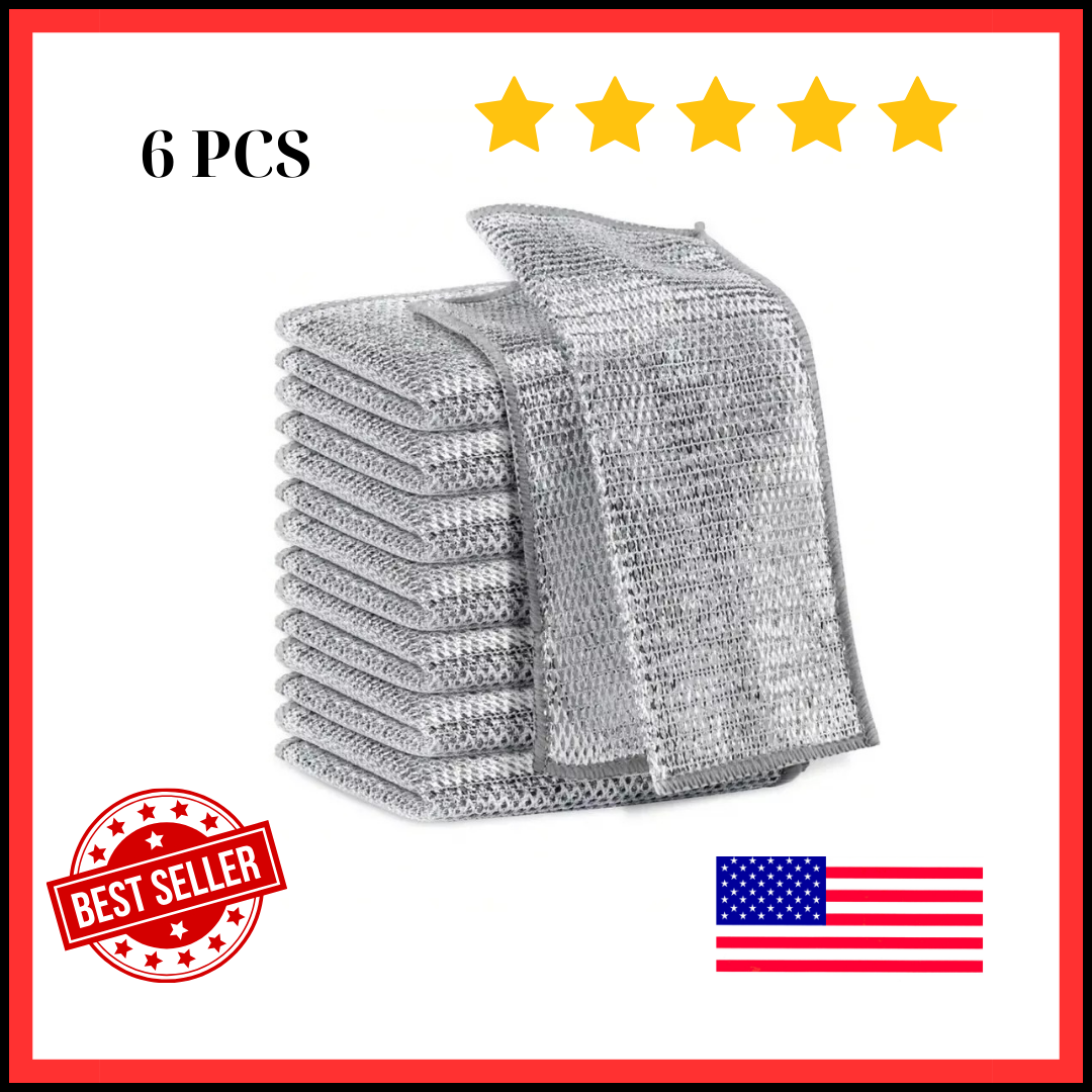 6 Pieces Dishwashing Cloth Premium Metal Wire Multipurpose Dishwashing Cleaning