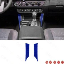 2X Blue Carbon Fiber Side Central Console Cover Trim For Toyota Tacoma  2016-21