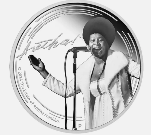 2024 Tuvalu Aretha Franklin Queen of Soul 1 oz Silver Colorized Proof Coin