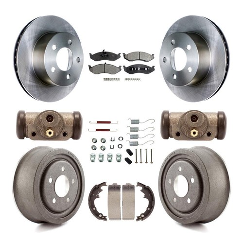For Jeep Cherokee Wrangler Front Rear Disc Brake Rotors Ceramic Pad And Drum Kit - Picture 1 of 14