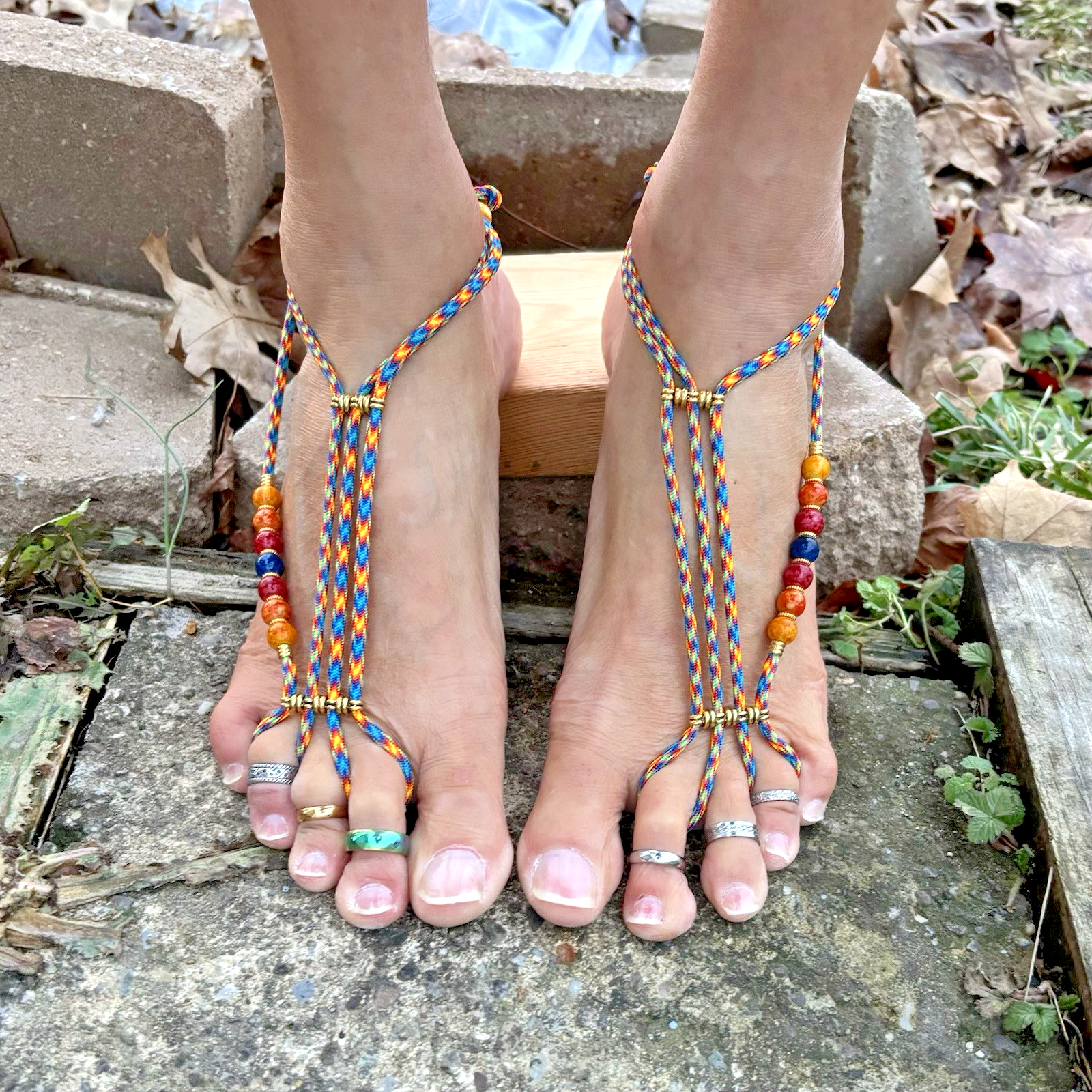 "Chux \"Fire & Ice”  Barefoot Sandals | Men | Sole less sandals | Beach wear"
