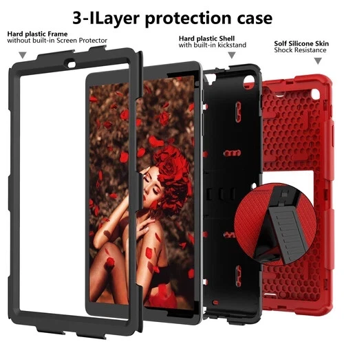 For Sam Galaxy Tab A7 Lite 8.7 Tablet Heavy Duty Stand Case SM-T220/225 2021 Red - Image 3 of 4