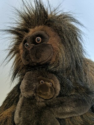 People Pals Momma Monkey With Baby Soft Hairy Ape Guerilla Plush 15 Euc Ebay