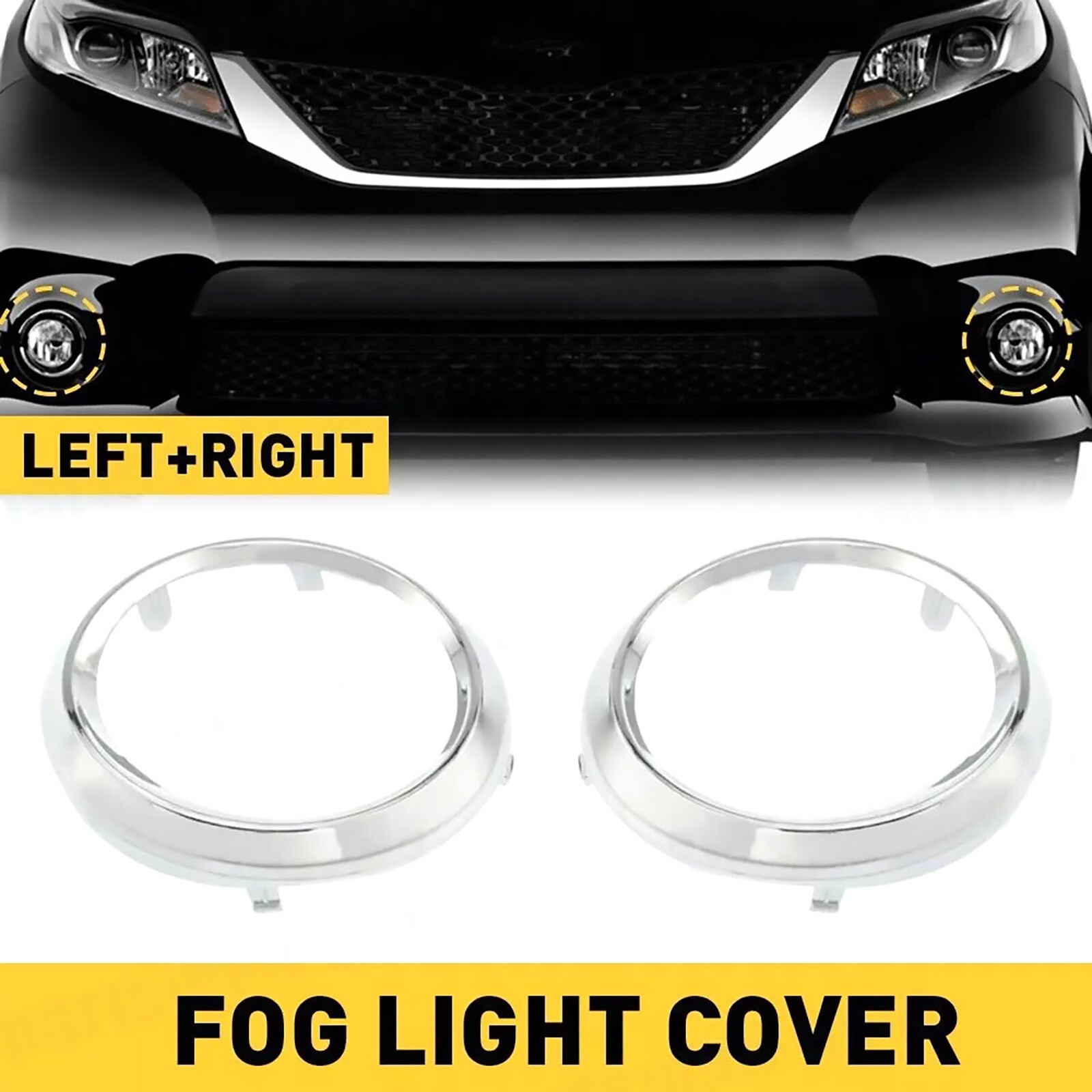 Fog Light Lamp Bezel Cover Chrome Trim Rings For Toyota Sienna SE 2011-2017 2x