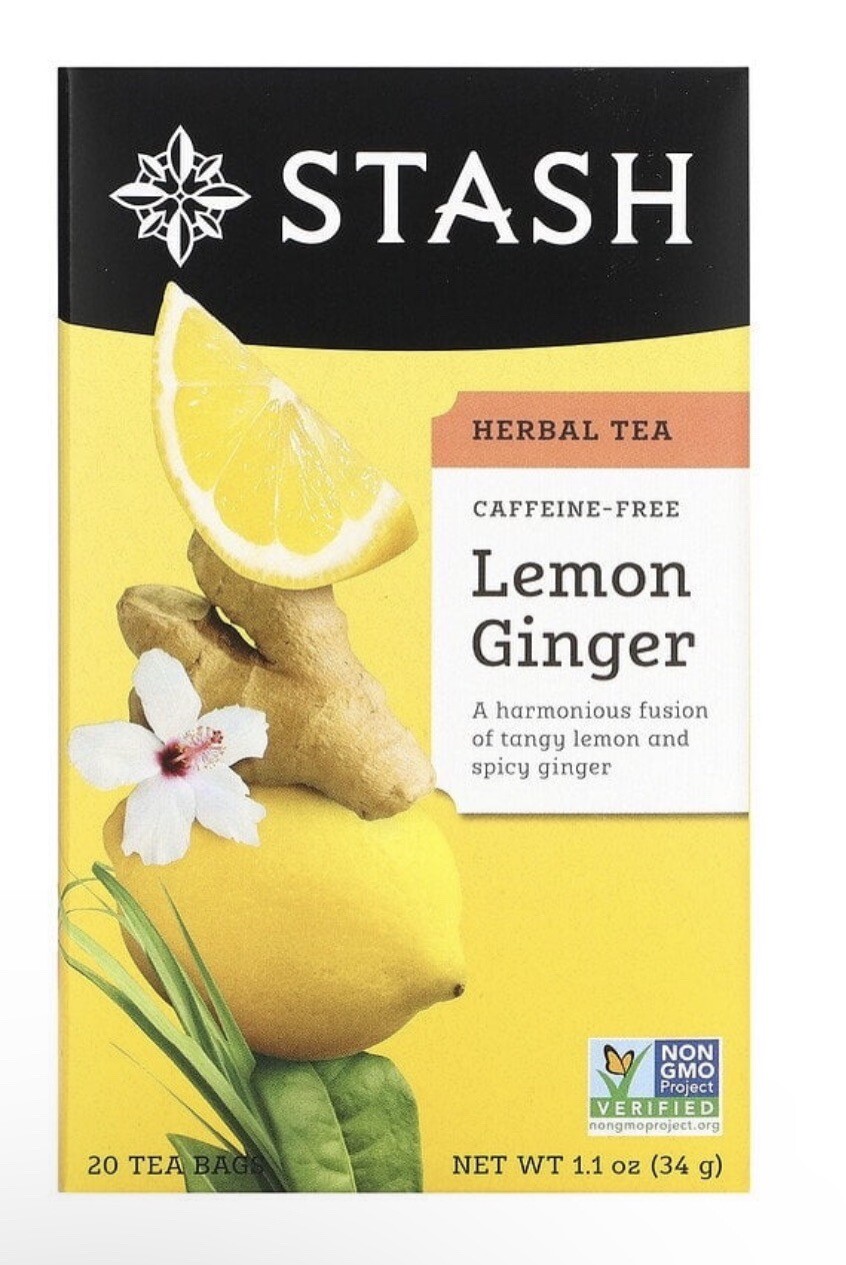 Stash Lemon Ginger herbal tea.20 count.
