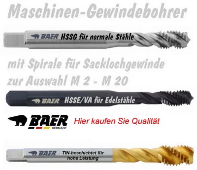 Gewindebohrer Baer Maschinengewindebohrer Gewindeschneider M2 - M12 HSS Sackloch - Bild 1 von 4