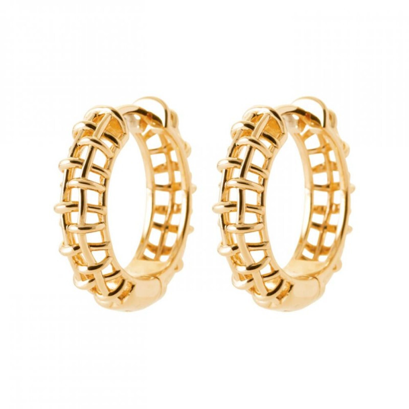 Boucles d'oreilles quadrillage ajouré en plaqué or 18 carats, le bijou idéal du bureau au dîner