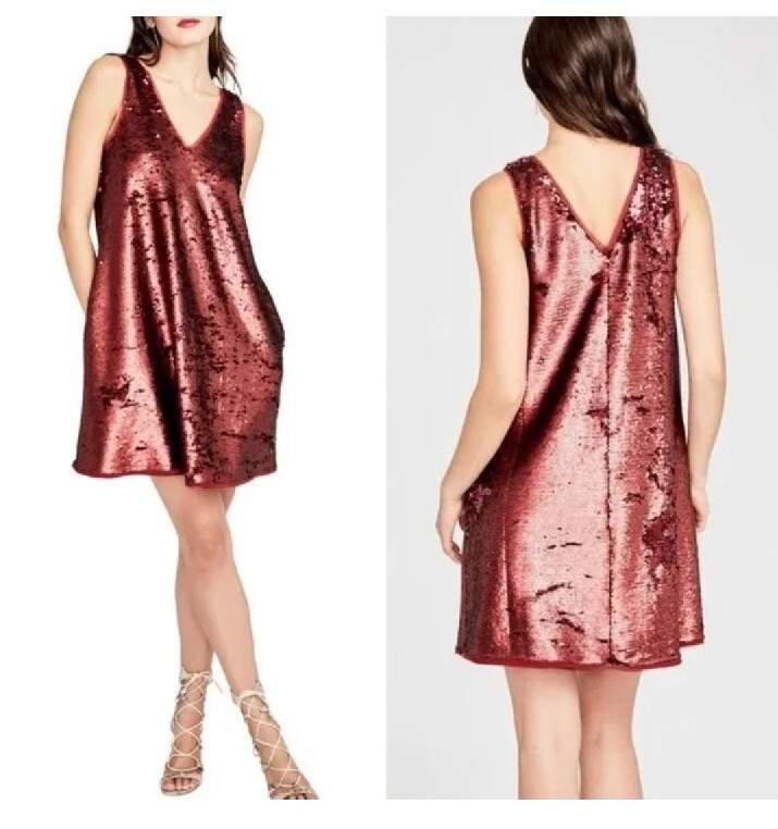 RACHEL ROY Dress Wine POCKET Sequin Mini Cocktail Party Holiday Party Dress SMAL