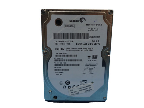 120 GB SATA SEAGATE Momentus 5400.3 ST9120822AS S/N: 5MAC62M7 2,5 ZOLL #NFP884