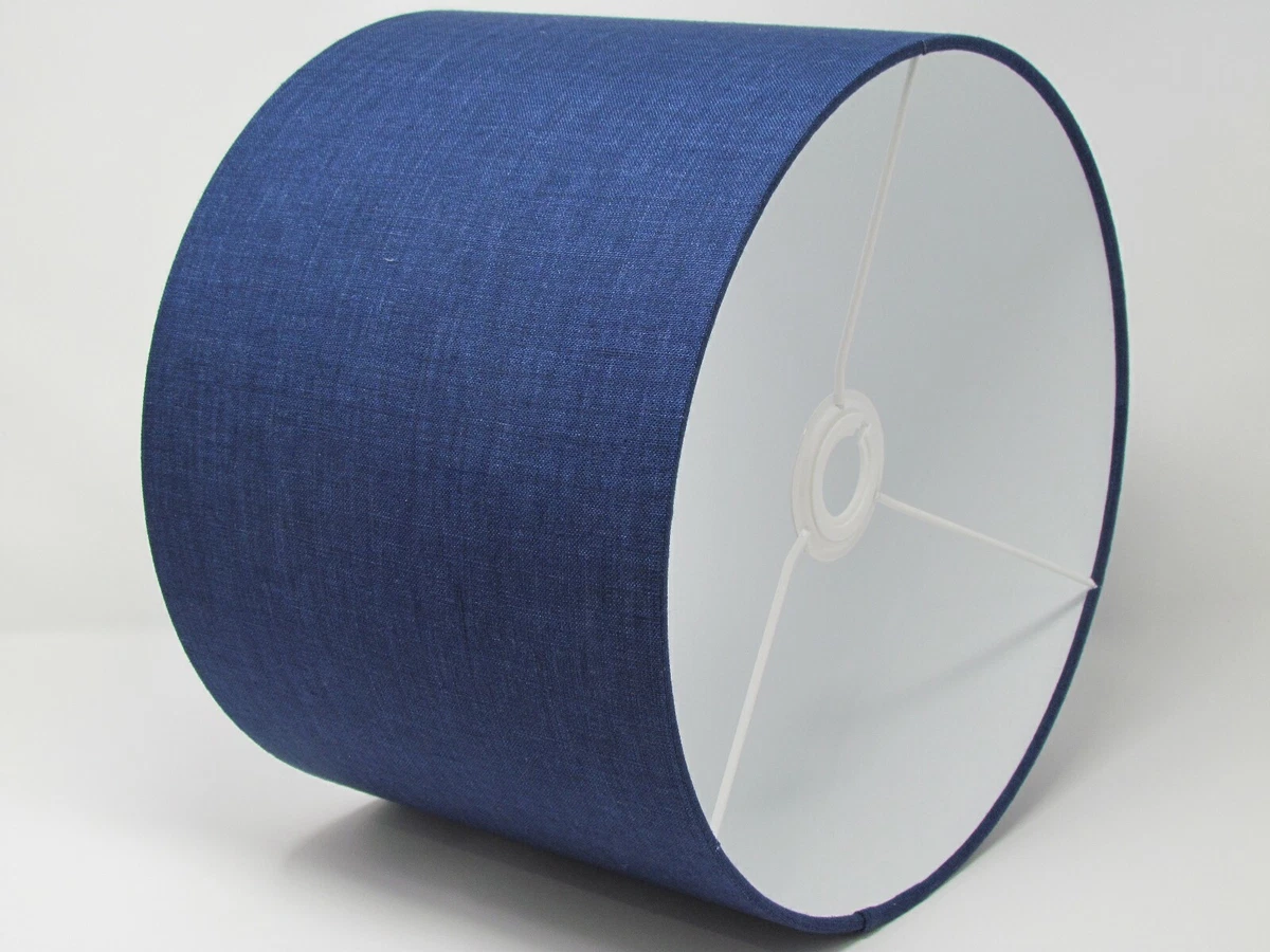 Lampshade Denim Blue Textured 100 Linen Drum Light Shade