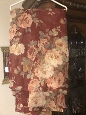 Macys Floral Burgundy Semi Sheer Window Panel Pair Crepe Polyester 51" x 84