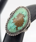 Navajo Old Pawn Vintage Turquoise Sterling Silver Ring Size 5