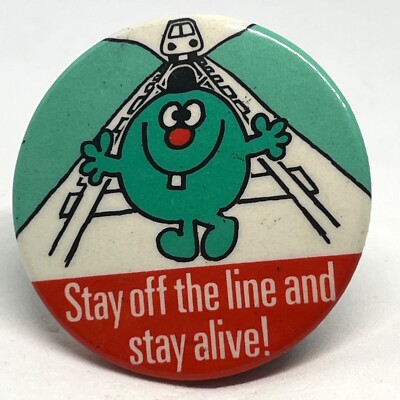 Stay Off The Line Stay Alive Vintage Pin Anstecker British Rail Safety Campaign UK