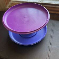 Vintage Tupperware 1531 purple Serve It All Pedestal Cake Stand Chip Dip 3pc Set