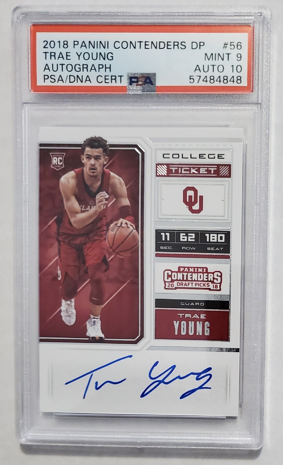 2018 Panini Contenders DP TRAE YOUNG #56  PSA 9 Mint 10 Auto Autograph Rookie RC