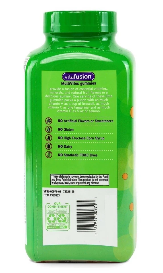 2 PACOTES de gomas multivitamínicas Vitafusion MultiVites todos os dias masculinas e femininas 260 ct EA - Imagem 3 de 4
