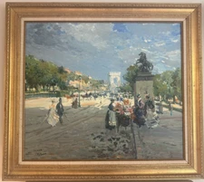 Omar Malva Large Original Painting Oil On Canvas Signed "Flower Market"