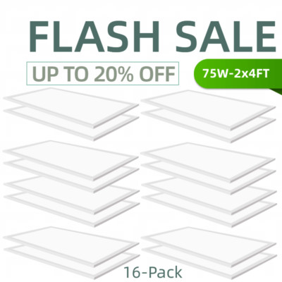 2x4FT LED Flat Panel Light,75W 5000K LED Drop Ceiling Troffer Light,16PACK,ETL
