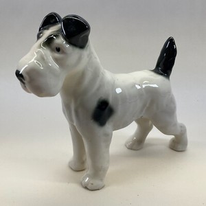 Fox Terrier Figure Porcelain Dog Figurine - 6 1/4" Tall  - Vintage
