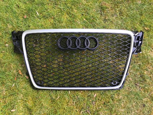 Audi A4 B8 RS4 Style Front Grill Grille S4 Brushed Alu 2008-2011 **UK STOCK** - Picture 2 of 12