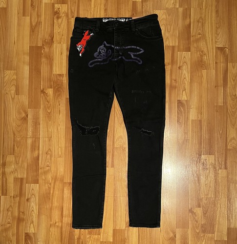 NEW MEN'S BBC BILLIONAIRE BOYS CLUB ICE CREAM RUNNING DOG JEAN IN BLACK PURPLE